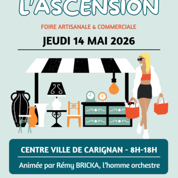 Affiche de communication pour la Foire de l'Ascension avec les informations comme la date, l'intitulé et l'organisateur de l'événement. 