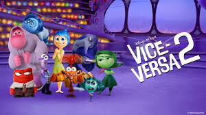 Affiche du film d'animation "Vice-versa 2" montrant les personnages colorés représentant les émotions (comme Joie, Tristesse et Colère) regroupés dans le centre de contrôle de l'esprit.