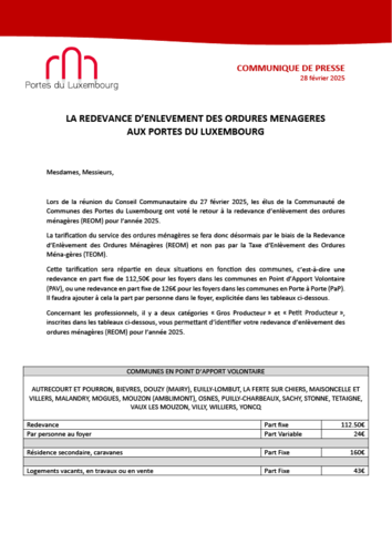 Communiqué de presse - REOM 2025 - PORTES DU LUXEMBOURG
