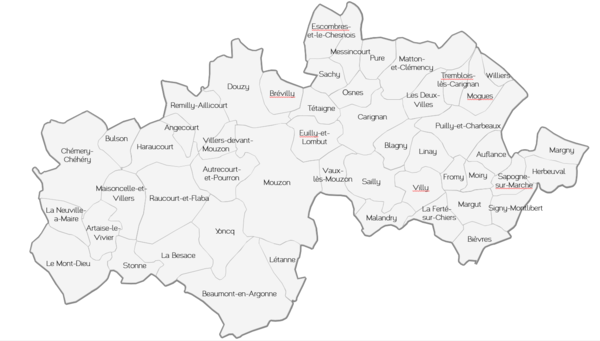 Carte : Communes des Portes du Luxembourg