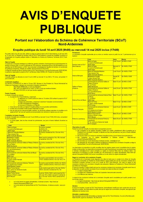Affiche : Avis d'enquête publique