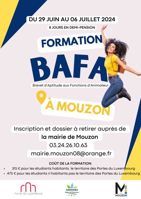 Affiche : Formation BAFA Juillet 2024 à Mouzon